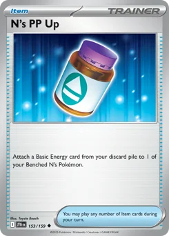 N's PP Up Pokemon card from Journey Together, card number 153