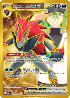 N's Zoroark ex Pokemon card from Journey Together, card number 189
