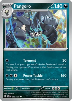 Pangoro Pokemon card from Journey Together, card number 99