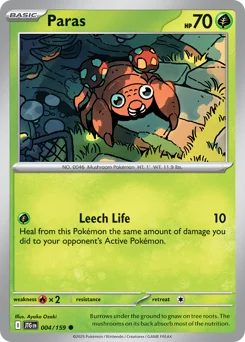 Paras Pokemon card from Journey Together, card number 4
