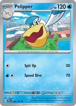 Pelipper Pokemon card from Journey Together, card number 39
