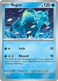 Regice Pokemon card from Journey Together, card number 42