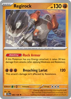 Regirock Pokemon card from Journey Together, card number 82
