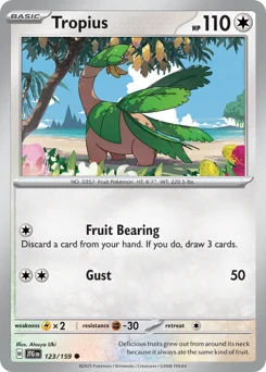 Tropius Pokemon card from Journey Together, card number 123