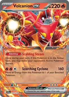 Volcanion ex Pokemon card from Journey Together, card number 31