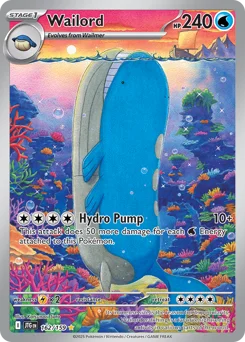 Wailord Pokemon card from Journey Together, card number 162