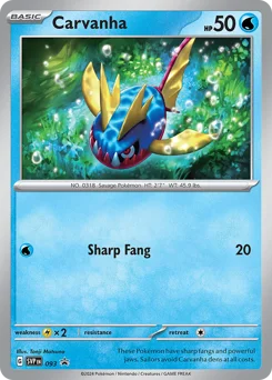 Carvanha Pokemon card from Scarlet & Violet Black Star Promos, card number 93