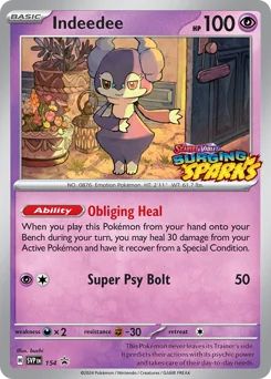 Indeedee Pokemon card from Scarlet & Violet Black Star Promos, card number 154