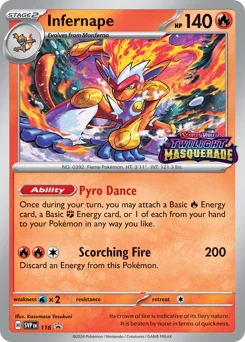 Infernape Pokemon card from Scarlet & Violet Black Star Promos, card number 116