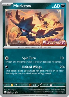 Murkrow Pokemon card from Scarlet & Violet Black Star Promos, card number 21