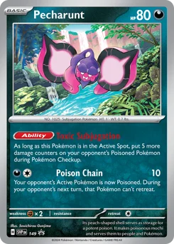 Pecharunt Pokemon card from Scarlet & Violet Black Star Promos, card number 149