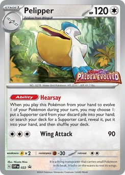 Pelipper Pokemon card from Scarlet & Violet Black Star Promos, card number 22