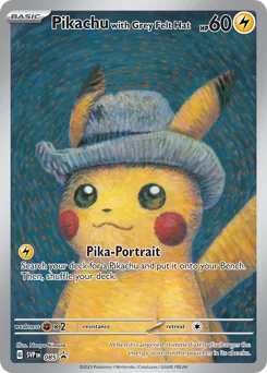 Pikachu with Grey Felt Hat Pokemon card from Scarlet & Violet Black Star Promos, card number 85