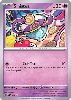 Sinistea Pokemon card from Scarlet & Violet Black Star Promos, card number 62