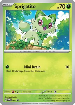 Sprigatito Pokemon card from Scarlet & Violet Black Star Promos, card number 1