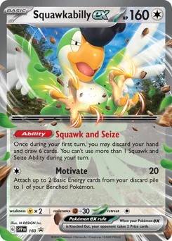 Squawkabilly ex Pokemon card from Scarlet & Violet Black Star Promos, card number 160