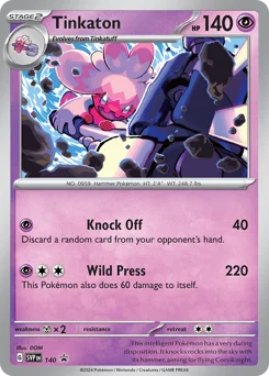 Tinkaton Pokemon card from Scarlet & Violet Black Star Promos, card number 140