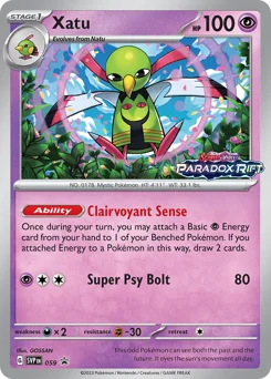Xatu Pokemon card from Scarlet & Violet Black Star Promos, card number 59