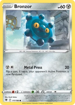 Bronzor Pokemon card from Astral Radiance, card number 111