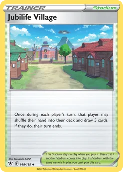 Jubilife Village Pokemon card from Astral Radiance, card number 148