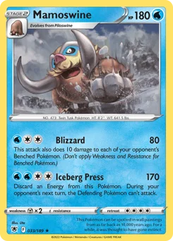 Mamoswine Pokemon card from Astral Radiance, card number 33