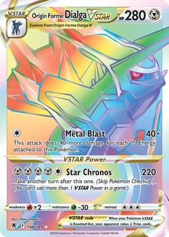 Origin Forme Dialga VSTAR Pokemon card from Astral Radiance, card number 198