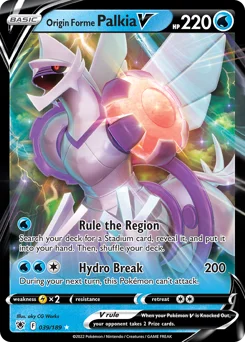 Origin Forme Palkia V Pokemon card from Astral Radiance, card number 39