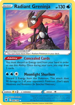 Radiant Greninja Pokemon card from Astral Radiance, card number 46