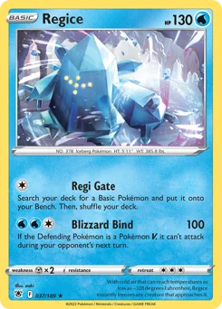 Regice Pokemon card from Astral Radiance, card number 37