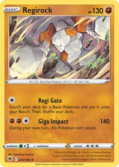 Regirock Pokemon card from Astral Radiance, card number 75