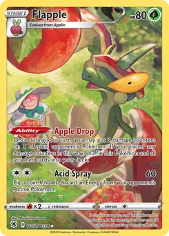 Flapple Pokemon card from Astral Radiance Trainer Gallery, card number TG02