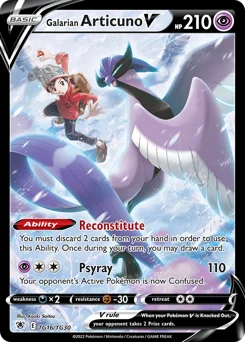 Galarian Articuno V Pokemon card from Astral Radiance Trainer Gallery, card number TG16