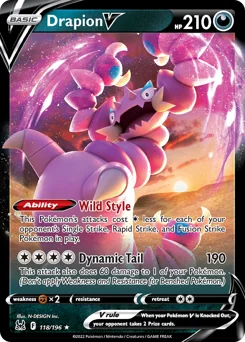 Drapion V Pokemon card from Lost Origin, card number 118