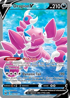 Drapion V Pokemon card from Lost Origin, card number 182