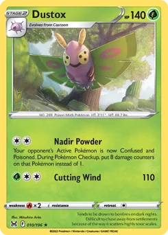Dustox Pokemon card from Lost Origin, card number 10