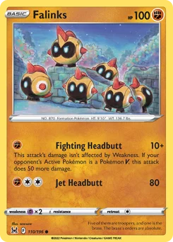 Falinks Pokemon card from Lost Origin, card number 110