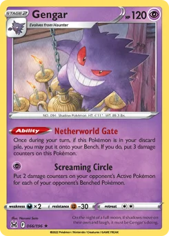 Gengar Pokemon card from Lost Origin, card number 66
