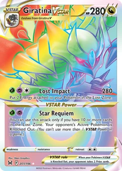 Giratina VSTAR Pokemon card from Lost Origin, card number 201