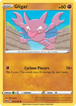 Gligar Pokemon card from Lost Origin, card number 95