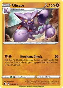 Gliscor Pokemon card from Lost Origin, card number 96