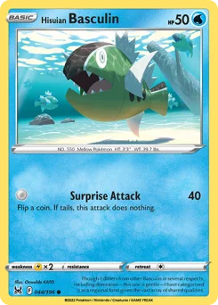 Hisuian Basculin Pokemon card from Lost Origin, card number 44
