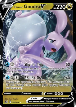 Hisuian Goodra V Pokemon card from Lost Origin, card number 135