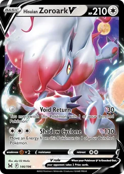 Hisuian Zoroark V Pokemon card from Lost Origin, card number 146