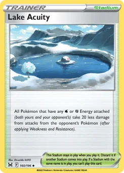 Lake Acuity Pokemon card from Lost Origin, card number 160