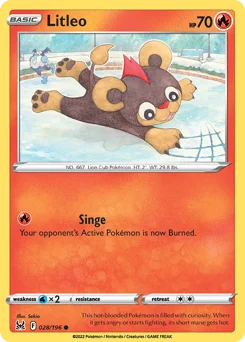 Litleo Pokemon card from Lost Origin, card number 28