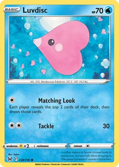 Luvdisc Pokemon card from Lost Origin, card number 38