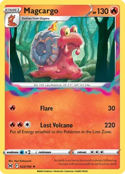 Magcargo Pokemon card from Lost Origin, card number 22