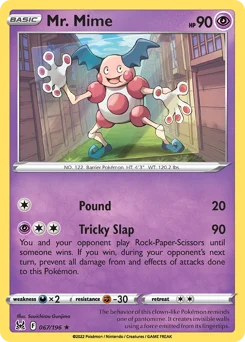 Mr. Mime Pokemon card from Lost Origin, card number 67