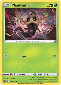 Phantump Pokemon card from Lost Origin, card number 16