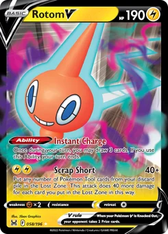 Rotom V Pokemon card from Lost Origin, card number 58